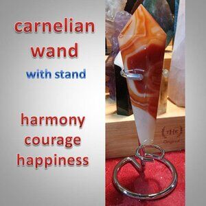 CARNELIAN stone rock WAND with stand crystal   01